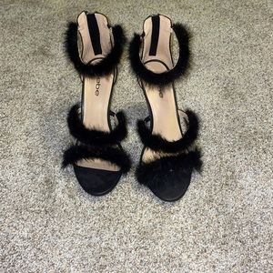 Bebe furry black heels